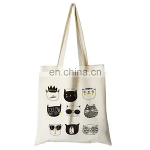 Custom Print Canvas Cute Cat Travel Tote Reusable Hand Bags for Women thumbnail-3