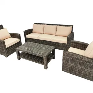 All Whether High Level Maual Weave Rattan Aluminium Sofa Garden Outdoor Furniture 4pcs Patio Set thumbnail-1