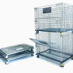 3 Sides Warehouse Wire Roll Cage thumbnail-1