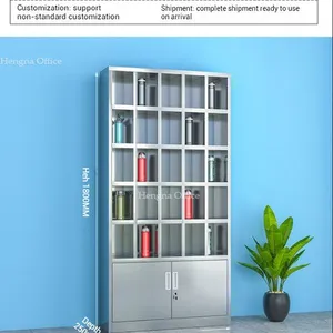 Factory Supply 30 Position Stainless Steel Cup Organizer With Non-Slip Rings, Office Personal Belongings Locker W650xD590xH1250mm thumbnail-2