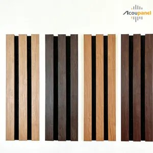Acoustic Wooden Veneer Surface Slat Decor Wall Panels for Modern Living Room Bedroom Apartment Wall Decoration thumbnail-2