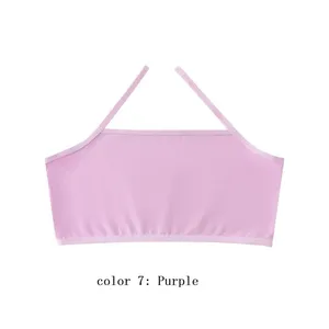 New Girls Solid Color Camisole Vest Wrapped Around the Chest, Single-layer Cotton Underwear During Development Period thumbnail-4