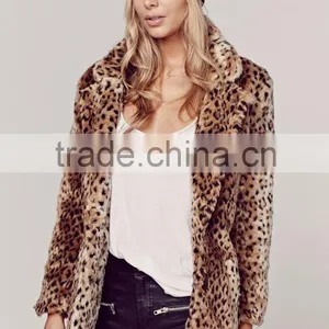 2015 Winter Long Leopard Print Faux Fur Coats for Women thumbnail-2