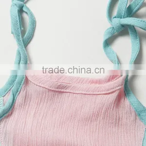 2016 Summer Children's Clothing Baby Girl Clothes Sling Splicing Color Jmpsuit Cotton Rompers thumbnail-2