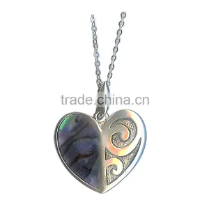 Real Abalone Shell Polished Heart Pendant One Love Heart Abalone Shell Inlay Pendant thumbnail-1