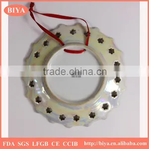 Ceramics Round Hollow Hanging Plate Coated Colorful Pearl Glazed for Souvenir and Decorative Plate, Design Can be Custom thumbnail-2
