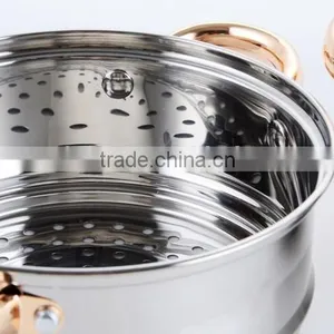 Gold Coating Accessories and Mirror Polished Stainless Steel Steamer Pot thumbnail-2