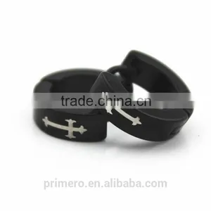 316L Stainless Steel Hip Hop Earrings Fashion Punk Black Men Cross Jewelry Wholesale thumbnail-3