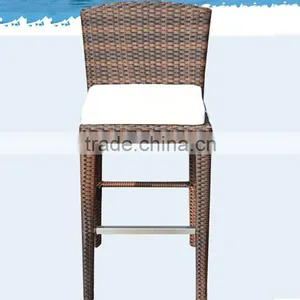 Outdoor Patio Plastic Resin Rattan Weaving Wicker High Back Bar Chairs thumbnail-1