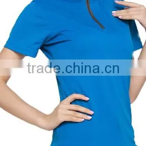 Fashion Design Ladies Custom Dry Fit Stand Collar Sport t Shirt thumbnail-1