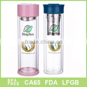 Double Wall Glass Bottle With Tea thumbnail-1