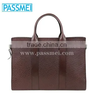 Custom Men's Genuine Leather Zip-Top Briefcase thumbnail-2
