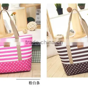 Stripe Canvas Beach Tote Bag Wholesale thumbnail-3