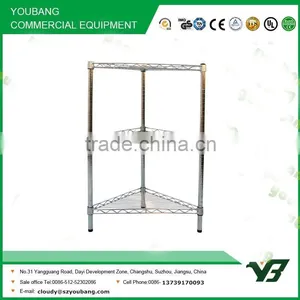 2015 Hot Sell NSF 50KGS Light Duty 3 Layer Chrome Corner Metal Wire Shelf Rack With 4 Wheels (YB-WS016) thumbnail-1