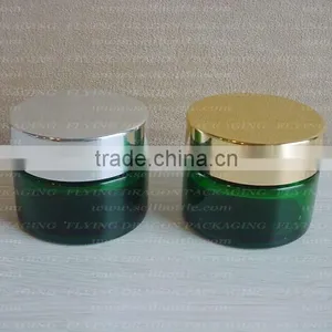 30ml Green Glass Jar With Aluminum Lid, Cosmetic Jar, Cosmetic Glass Jar thumbnail-1