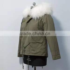 Women Casual Bomber Jacket With Raccoon Fur Hooded Parka for Lady thumbnail-2