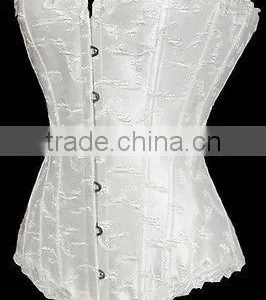 Sexy Lace Ruffled Brocade Floral Steampunk Corset Overbust Steel Boned Corset thumbnail-4