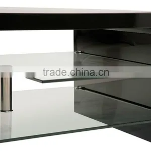 TV-3006 High Gloss Top TV Stand With Clear Glass Shelves thumbnail-3