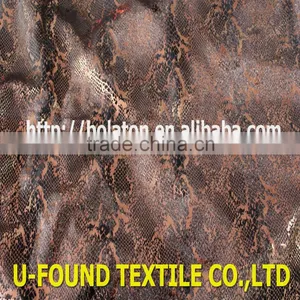New Fancy Item 95% Polyester 5% Spandex Warp Knitted Velvet With Bronze Foil Python Pattern Print Fabric thumbnail-6
