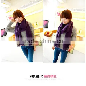 2013 Hotsale 100% Acrylic Solid Pashmina Tassel Scarf thumbnail-1