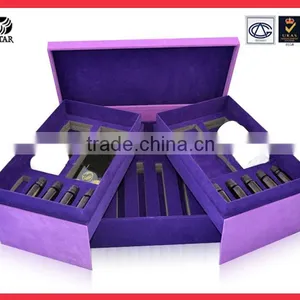 Handmade Luxury Jewelry Box, Cosmetic Box, Purple Gift Leather Box thumbnail-1