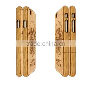 Universal Angry SKULL Engraving Durable Wood Protected Cover for Iphone 6 in Two Parts thumbnail-2