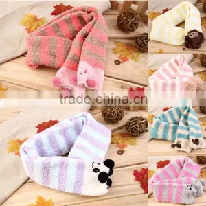 Girl's Fleece Cartoon Animal Thigh Stockings Striped Over Knee Socks Warm thumbnail-1