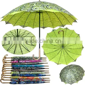 2016 Cheap Silver Printed Golf 16k 24k Wooden Handle Nigeria Wholesale Umbrella thumbnail-4
