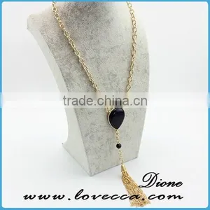 China Factory Wholesale Women Gold Chain Black Stone Necklace thumbnail-4