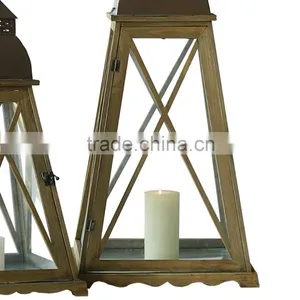Hurricane Wooden Candle Holder Wooden Lantern With Glass Manufacture of Stylish thumbnail-5
