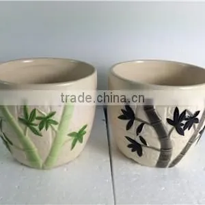 Hand Painting Bamboo High Quality Ceramic Flower Pots thumbnail-1