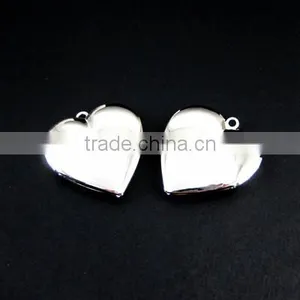 40mm Silver Plated Brass Large Heart Photo Locket DIY Pendant Charm Supplies 1132004 thumbnail-1