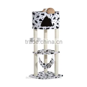 Pawhut 51" Multi-Level Cat Tree Tower - Black/White thumbnail-1