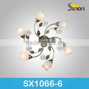 6 Light Paint Chrome White Ceramic Classic Ceiling Lamp thumbnail-1