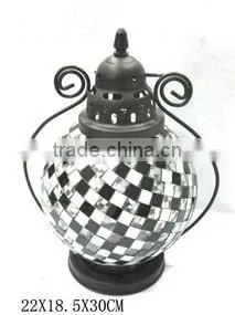 2013 Glass Mosaic Lantern With Metal thumbnail-1
