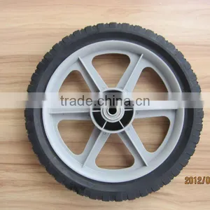 16x1.75 Plastic Rim Rubber Tyre Semi-pneumatic Lawn Mower Tire Wheel With Spoke Wheel thumbnail-1