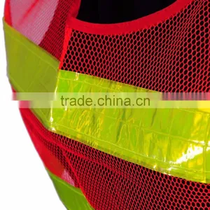 Ansi Hi Vis Red Yellow Conspicuity Vest With Pvc Reflective Taps Road and Working Safety Warning Sleevel thumbnail-6