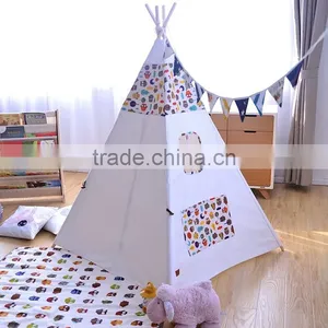 Wholesale White Cotton Canvas Children Kids Play Teepee Tent thumbnail-4