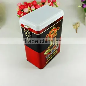 Coffee Tea Packaging Rectangular Plastic Lid Tin Case thumbnail-1