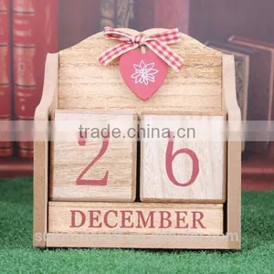 Pink Wooden Perpetual Calendar Desk Calendar 2017 thumbnail-1