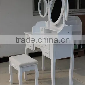 Jasmine Dressing Table Set With Adjustable Oval Mirror And Stool YD-E-1 Knock Down Package 90*40*148cm thumbnail-2