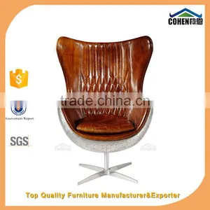 Vintage Living Room Furniture Egg Chairs With Aluminium Back thumbnail-2