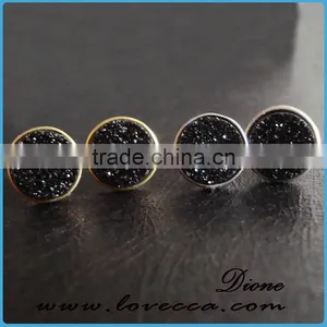 Funky Silver Stud Druzy Earrings, Turquoise Druzy Stud Earrings thumbnail-5