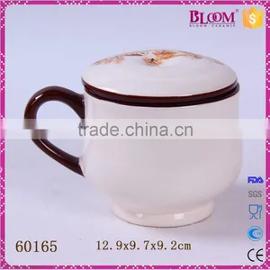 Handmade Craft Round Shape Ceramic Mug With Lid thumbnail-3
