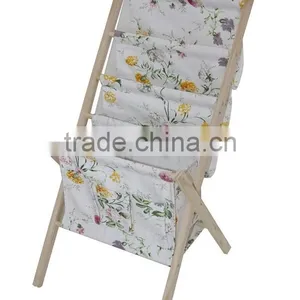 White Frame Wooden Newspaper Magzine Rack Wholesale thumbnail-1