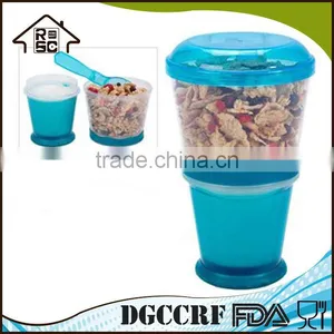 NBRSC Dispenser/Milk/Snack Cup With Food Grade Cereal To Go With Spoon For Available Colors thumbnail-2