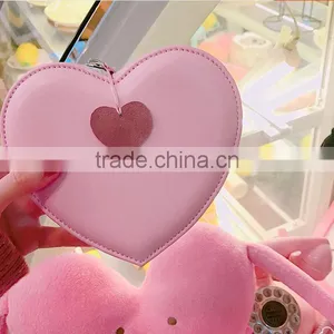 Sweet Heart Design Ladies Zipper Card Wallets Cute Coin Bag With Pink Pendant thumbnail-1