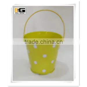Zinc With Handle Printing Finished Round Shape Zinc Flower Pot thumbnail-1