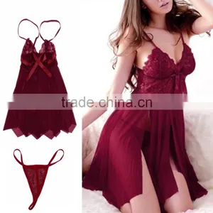 Sexy Women Split Lace Babydoll Lingerie Nightdress Sleepwear Nightwear Pajama thumbnail-1