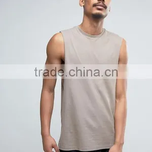 2017 High Quality New Design Summer Custom Brown Color Gym Wear Comfortable Cotton Polyester Fashion Men's Sport Tank Vest thumbnail-1